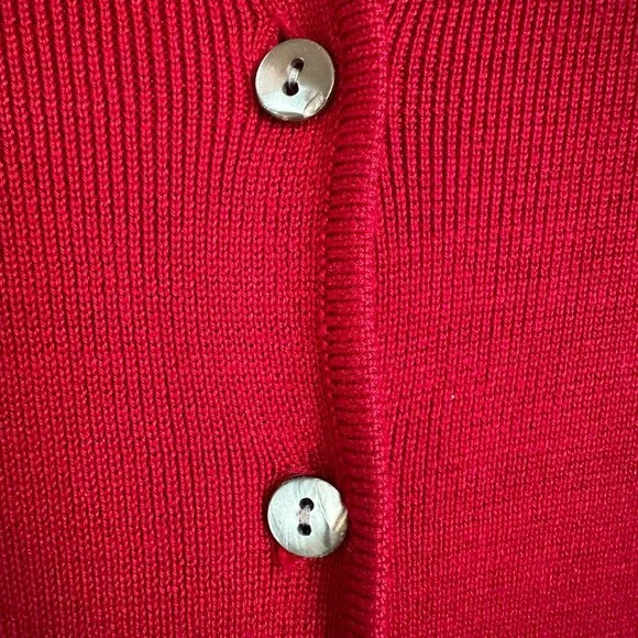 Garnet Hill silk cranberry cardigan pearly buttons Size M - Picture 3 of 6